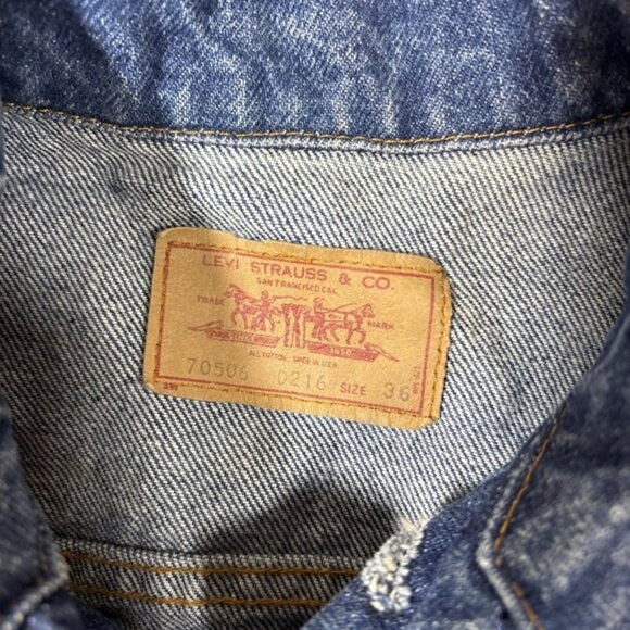 Vtg Levi's Men's Sz 36 Dark Wash Denim Type III Trucker Jacket 70506-0216 90's - Picture 2 of 7